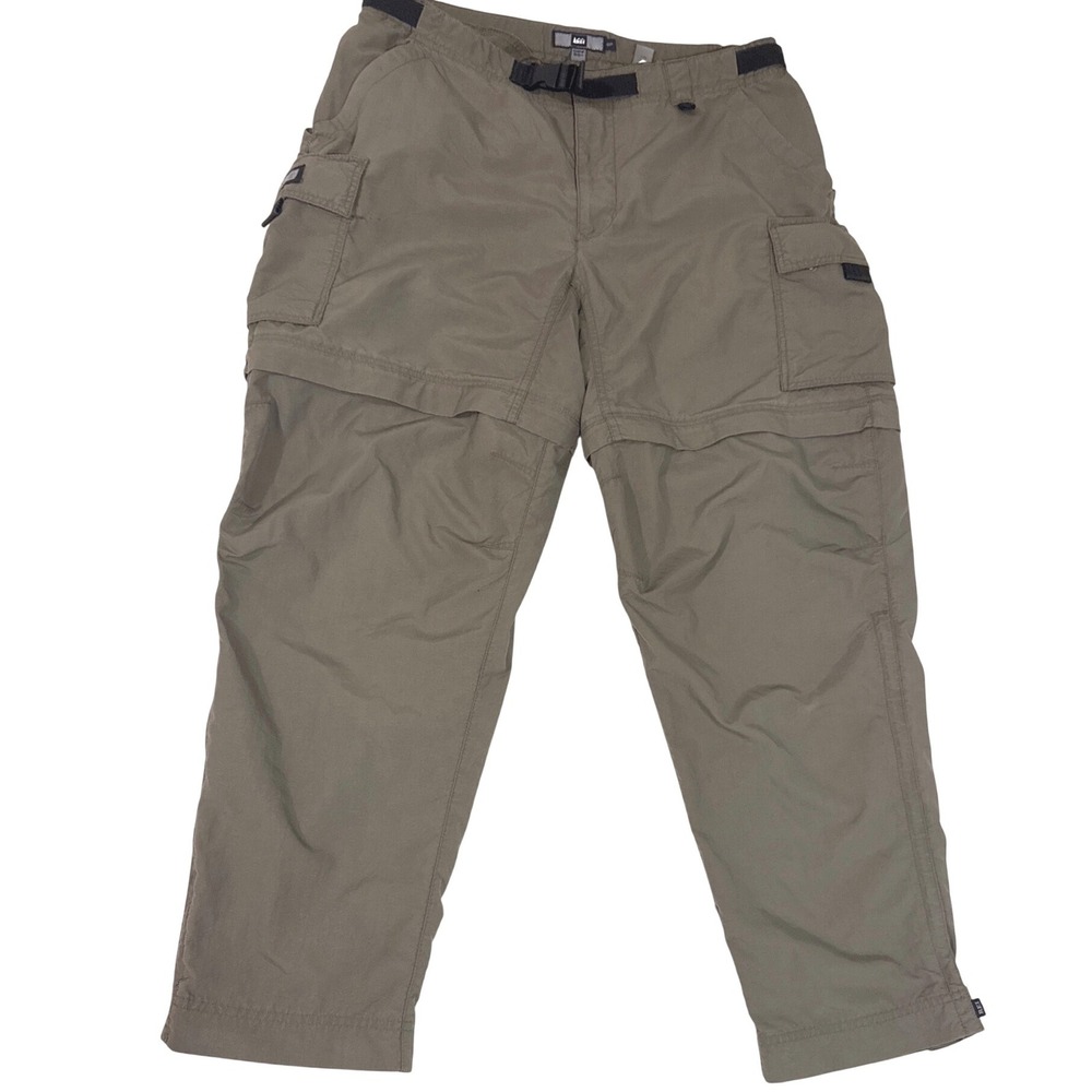 REI Womens Convertible Hiking Pants 8P Olive Green Zip Off Cargo UPF 50+ Nylon
